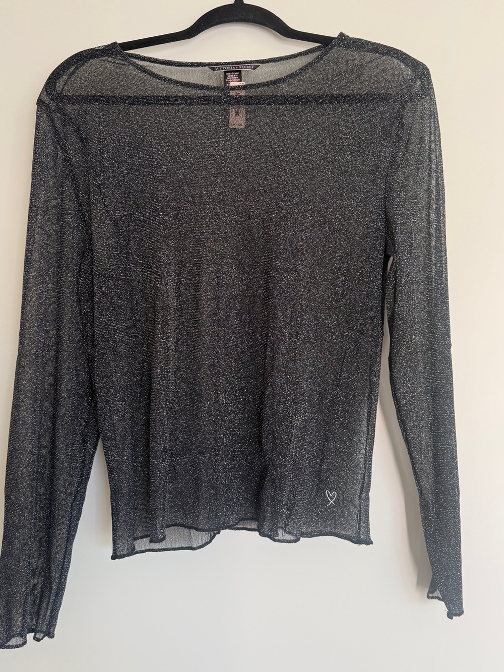 Victoria’s Secret Sheer Metallic Black Long-Sleeve Sweater